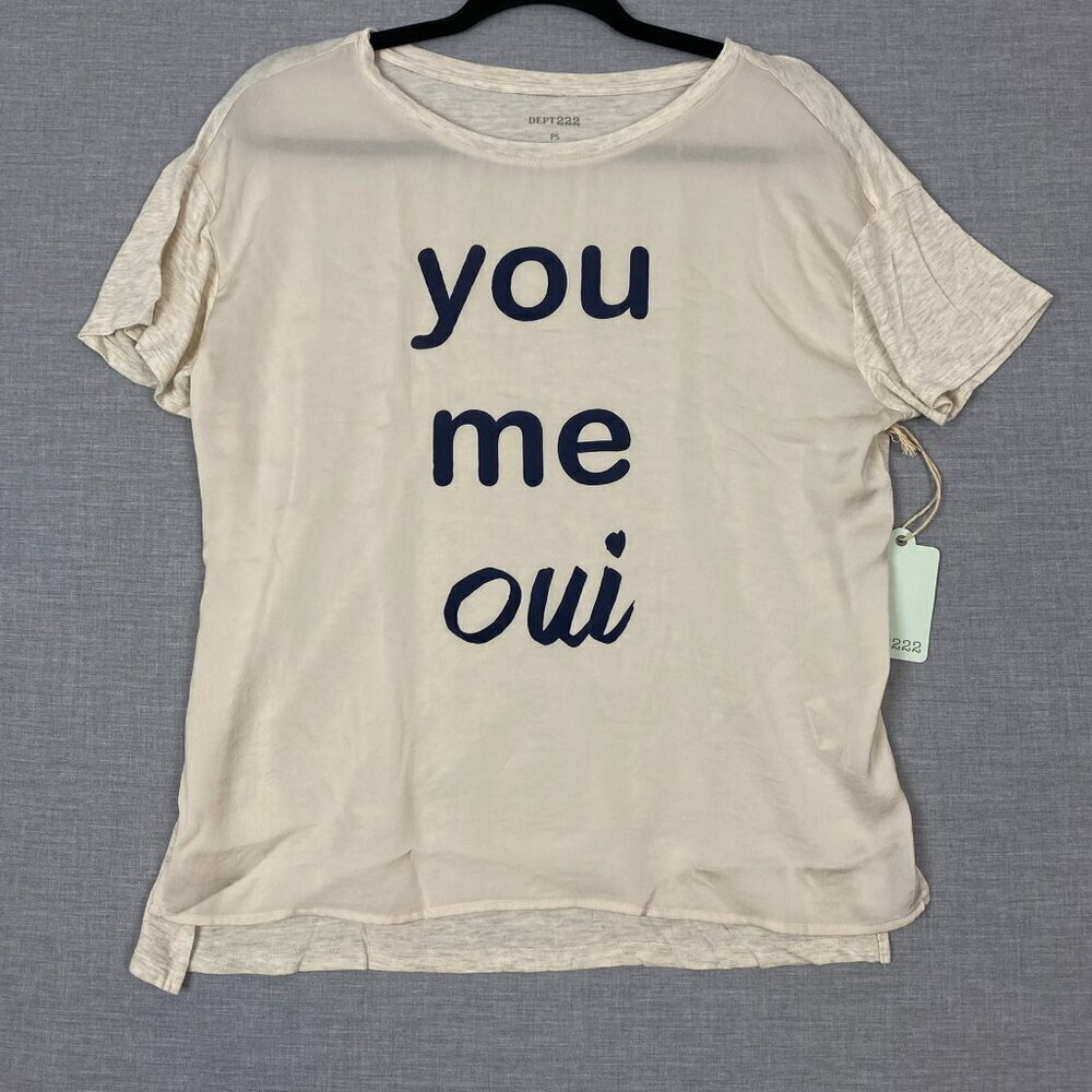 Dept 222 New West Tee Mixed Fabrics Sz PS Light Beige T Shirt You Me Oui